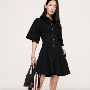 Banana Republic Stretch-Cotton Poplin Pintuck Shirt Dress